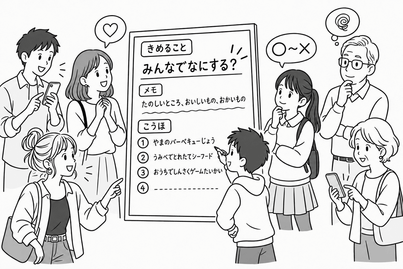 みんなで候補を出しあい、気持ちを伝えあっている様子